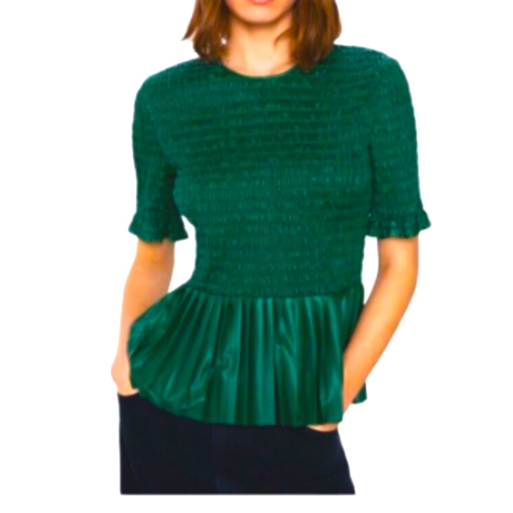 NWT ZARA GORGEOUS GREEN TOP WITH BACK ZIPPER